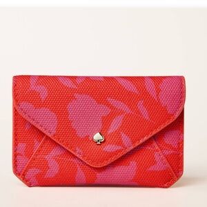 Kate Spade Red and Pink Floral Card Case